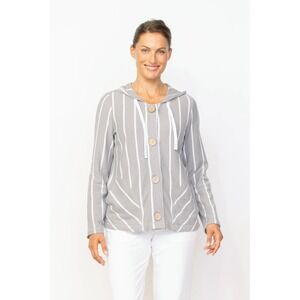 Habitat French Terry Stripe Hoodie Cotton Button‎ Front Sweatshirt size large